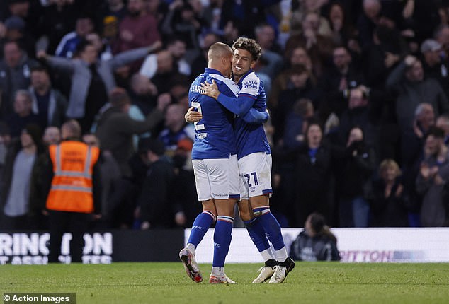 Jeremy Sarmiento (right) came off the bench to score a dramatic late goal for Ipswich Town.