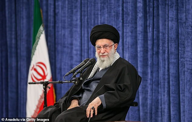Iranian Supreme Leader Ayatollah Ali Khamenei delivers a speech at a program held at Imam Khomeini Khosseini Hosseini in Tehran, Iran, on April 3, 2022.