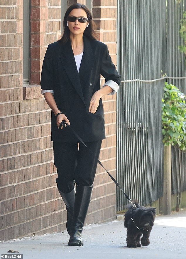 Irina Shayk was spotted walking her adorable pup in New York City on Wednesday