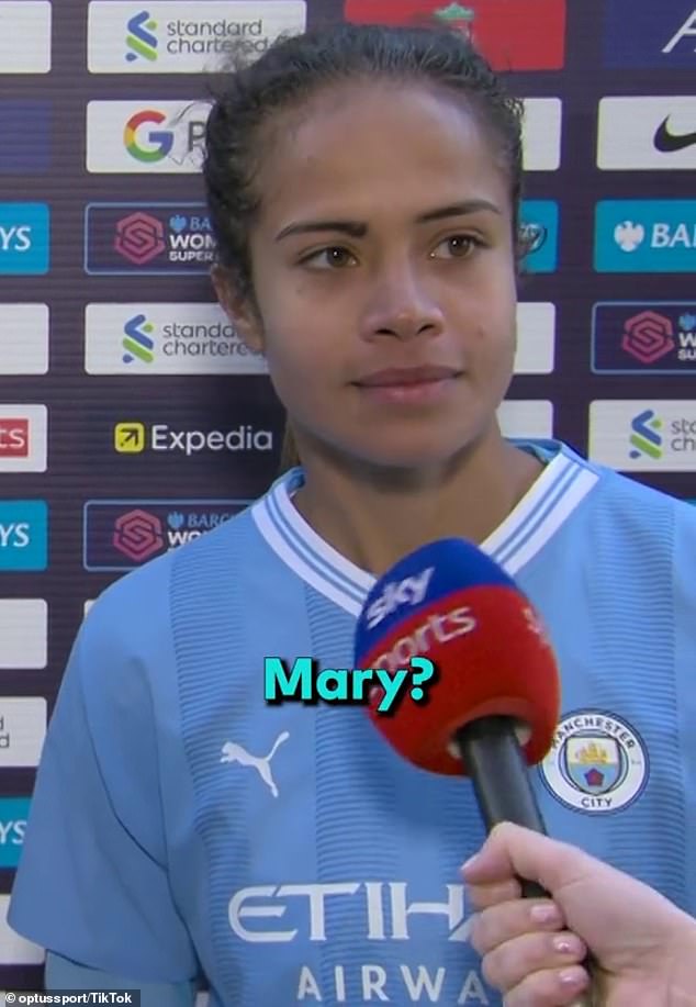 Football fans are convinced Matildas star Mary Fowler is developing an English accent following a recent interview from a Women's Super League match (pictured).