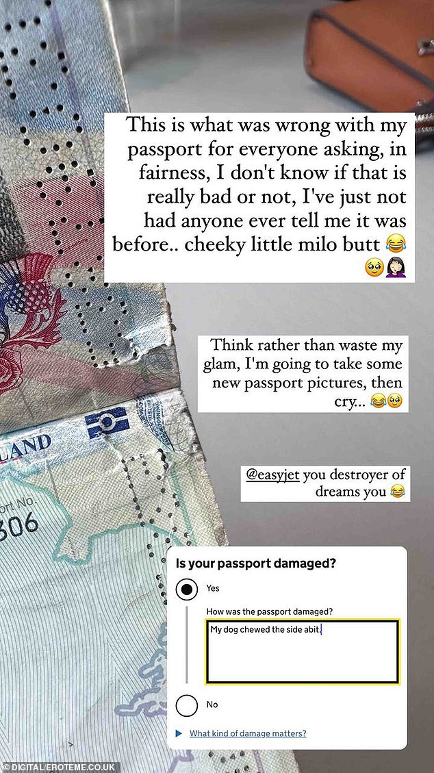 TV star Vicky Pattison took to social media after easyJet refused to let her fly because her passport was damaged.