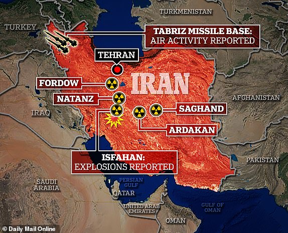 MAP - ISRAEL'S ATTACK ON IRAN also view of nuclear sites - Location of missile sites