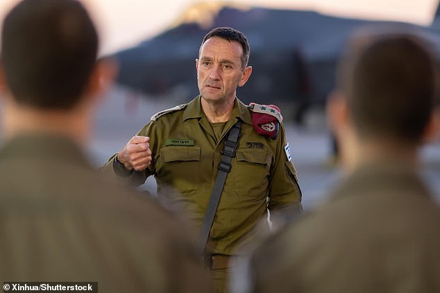 Herzi Halevi, chief of staff of the Israel Defense Forces, speaks during a meeting with pilots at the Nevatim Air Force base in southern Israel.