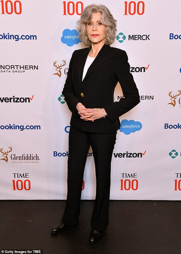 Jane Fonda, 86, looked incredibly young in a chic ensemble while attending the Time 100 Summit in New York City on Wednesday.