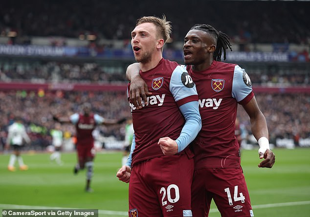 Jarrod Bowen scored his 20th goal of the season in West Ham's 2-2 draw against Liverpool.