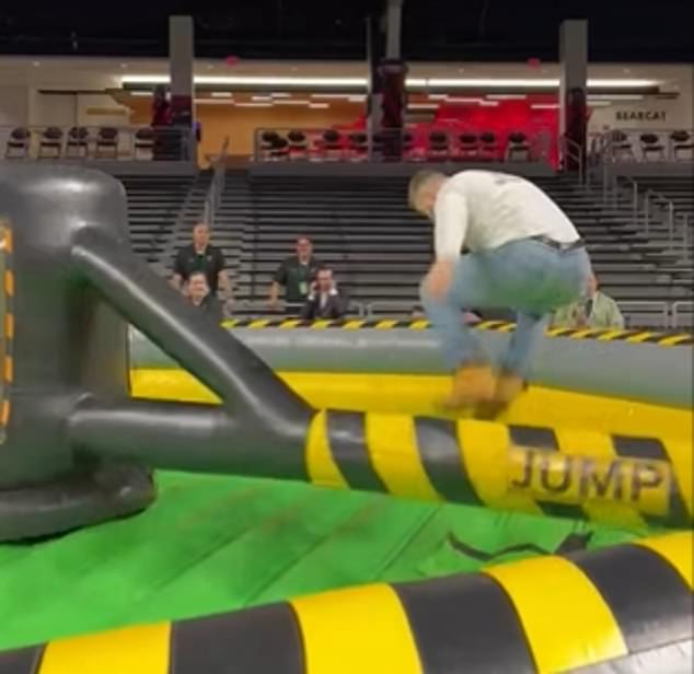 Jason Kelce hilariously tests out 'Lombaby Games' gear ahead of New Heights live