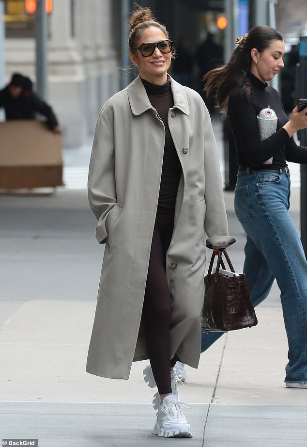 Jennifer Lopez, 54, showed off her toned figure in a casual ensemble while enjoying a solo outing in New York City on Saturday.