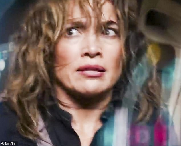 Jennifer Lopez looks terrified in the first full trailer for her sci-fi adventure film Atlas