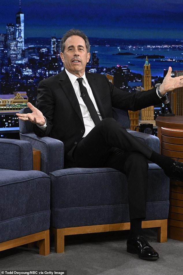 Jerry Seinfeld, 69, said he felt Hollywood has less of an impact on society and culture with its current film offerings.  Photographed last month on The Tonight Show.