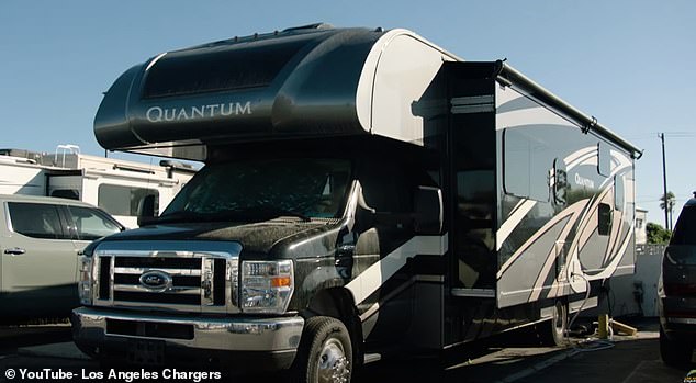 Jim Harbaugh has been living in this mobile home in Huntington Beach, California.
