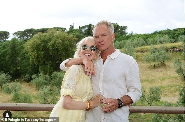 The Sun reports that the couple rented singer Sting's posh property, Il Palagiofor, for their stay, where they hosted a series of raucous parties (couple pictured at the property)