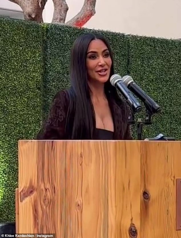 Kim Kardashian and Khloe Kardashian celebrated the fifth anniversary of the opening of the Robert G. Kardashian Center for Esophageal Health at UCLA on Monday during Esophageal Cancer Awareness Month in April.  Khloe, 39, posted a video of her older sister Kim, 43, speaking on the podium at the construction event.