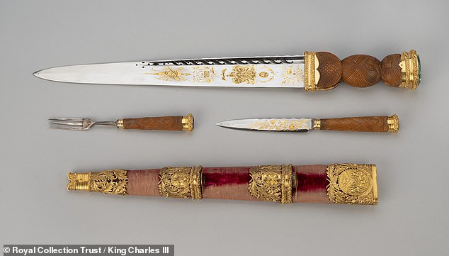George Hunter & Co., Dirk, sheath, knife and fork, part of Highland Dress equipment, 1822