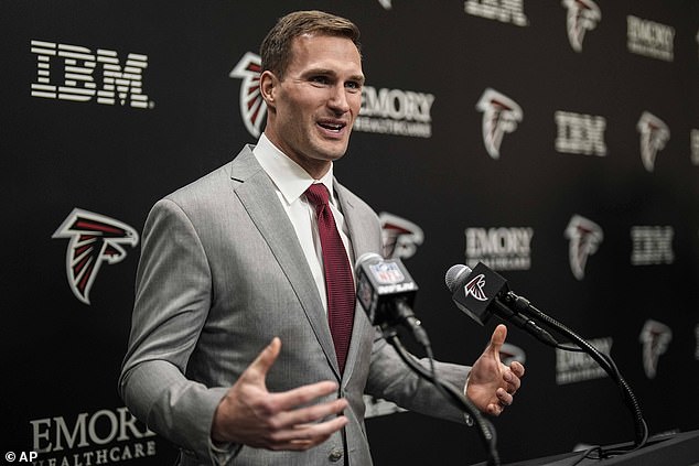 Falcons quarterback Kirk Cousins ​​speaks during a press conference on Wednesday, March 13.