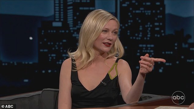 Kirsten Dunst revealed that she and Jimmy Kimmel's children had a disagreement in their kindergarten class when she appeared on Jimmy Kimmel Live.