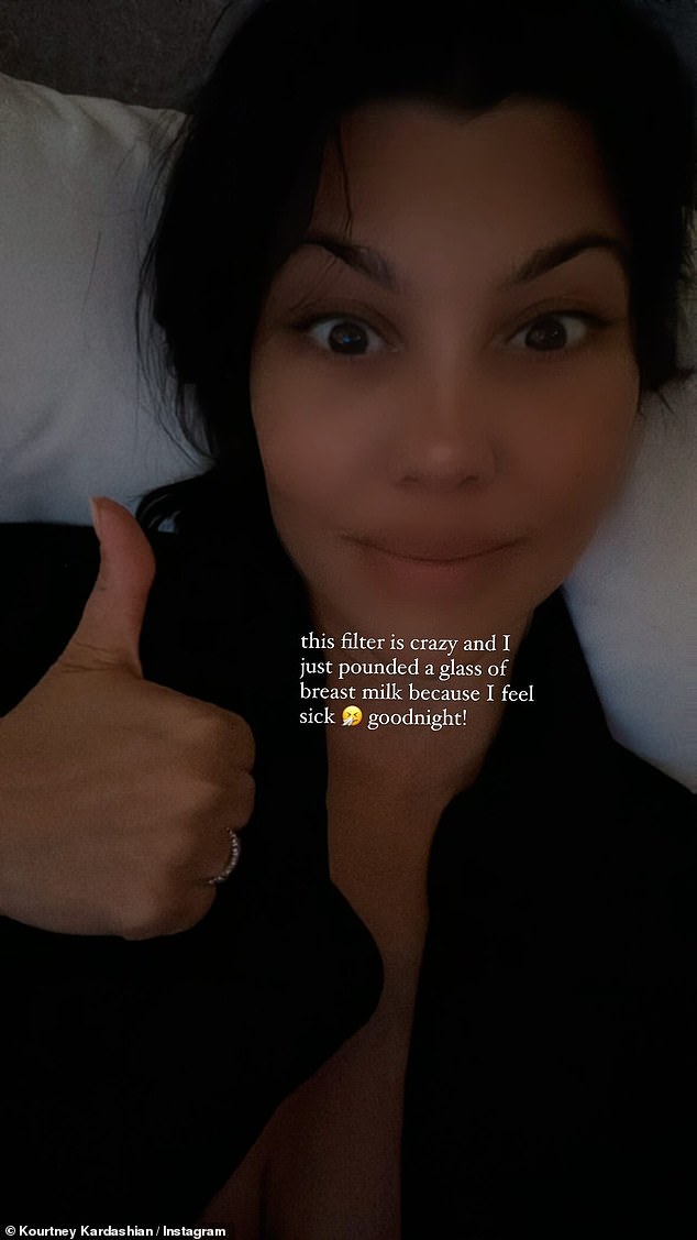 Kourtney Kardashian has caused confusion among her fans by admitting that she drank an entire glass of her own breast milk.