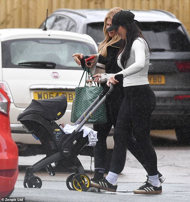 Annie Kilner looked low-key as she was spotted with her newborn for the first time while leaving Cheshire on Friday.
