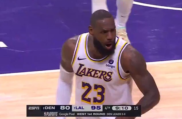 LeBron James was furious with Lakers coach Darvin Ham during their game against the Nuggets