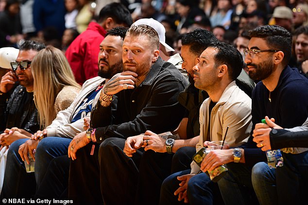Maxx Crosby attends the game between the Philadelphia 76ers and the LA Lakers on March 22