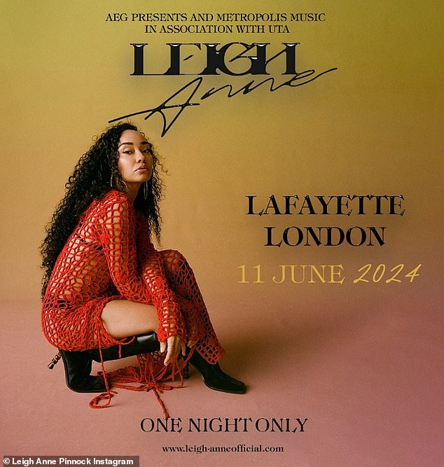 The singer, 32, took to Instagram on Tuesday to announce to her 10.2 million fans the exciting news that she will be performing for one night only on June 11 at London's Lafayette.