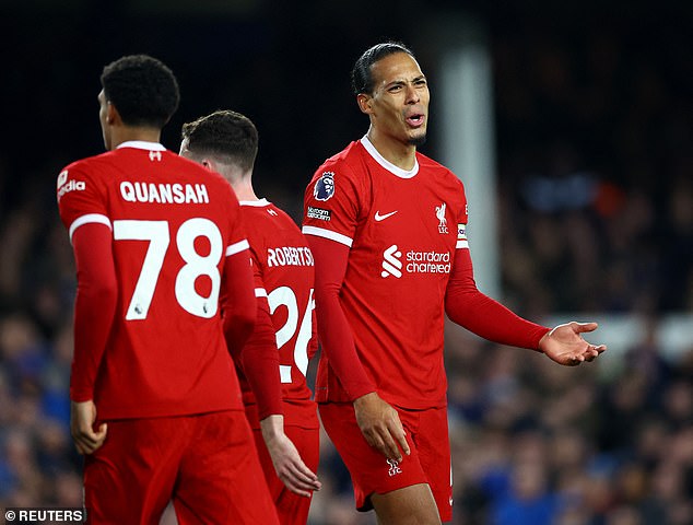 Virgil van Dijk harshly criticized his Liverpool teammates after their defeat against Everton