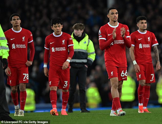 Liverpool's title hopes suffered a blow with a 2-0 defeat in the Merseyside derby.