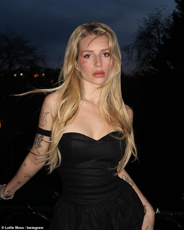 Lottie Moss looked incredible as she showed off her tattooed physique ahead of her night out at London's Chiltern Firehouse in a post shared to Instagram on Monday.