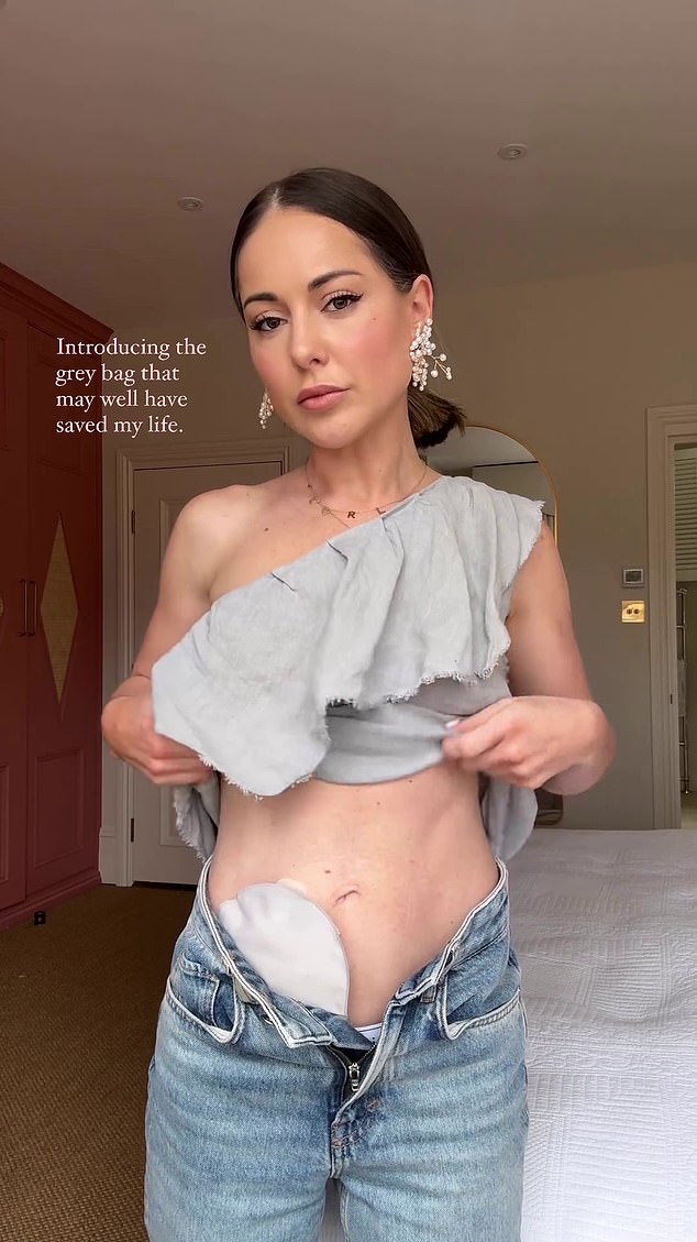 The former Made In Chelsea star, 34, spoke out earlier this month about having a stoma bag fitted after years of suffering from ulcerative colitis following a diagnosis in 2018.