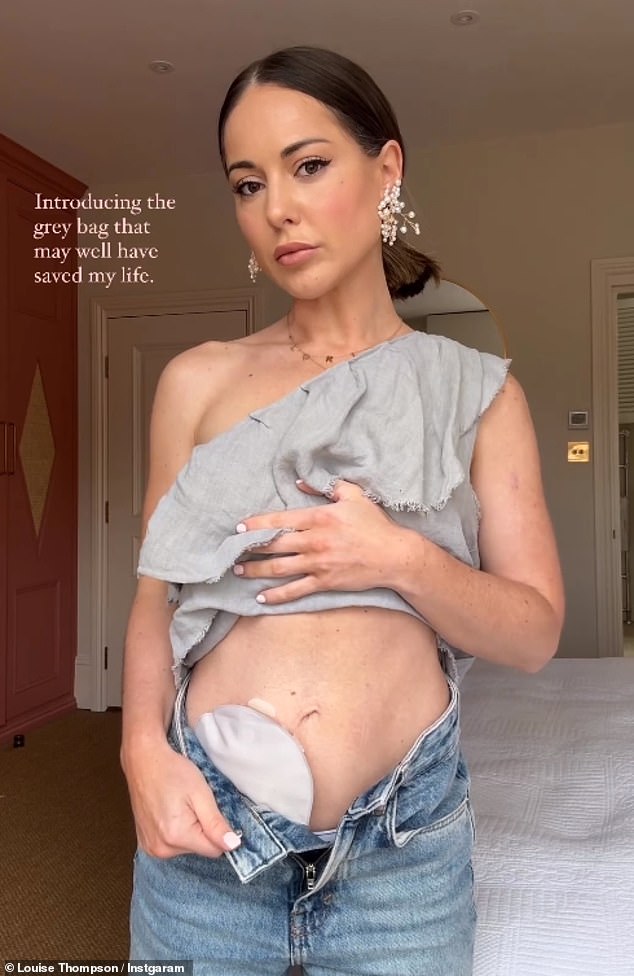 Louise Thompson has revealed she found her fiancé Ryan Libbey crying alone while watching her video revealing a stoma bag being fitted.