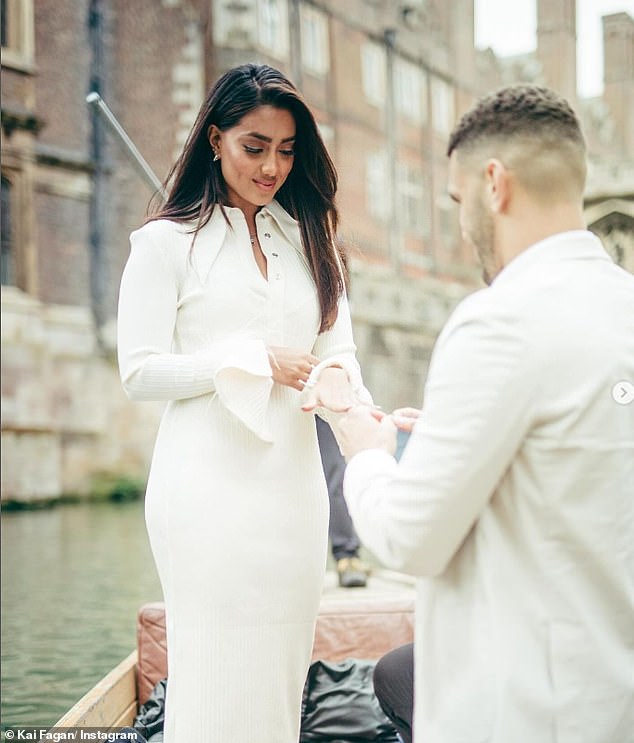 Love Island's Kai Fagan and Sanam Harrinanan are engaged - the couple shared photos of their boat proposal in Cambridge on Instagram on Monday, just 13 months after they won the show.