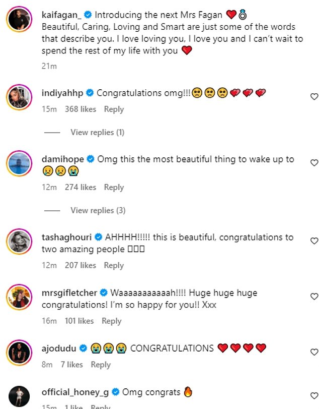 Plenty of famous faces were quick to offer their congratulations in the comments section.