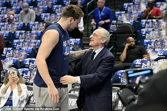 Luka Doncic enjoyed a reunion with Real Madrid president Florentino Pérez on Friday night