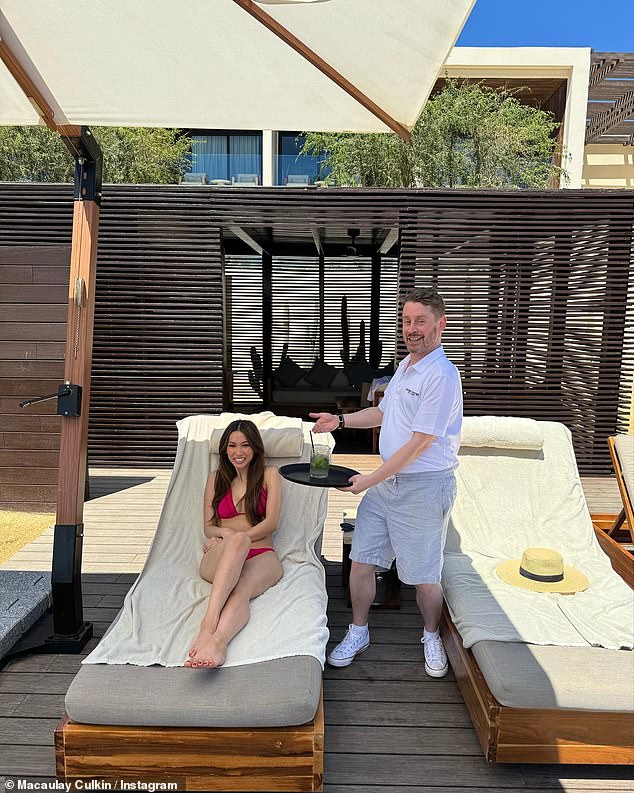 Macaulay Culkin, 43, and his fiancée Brenda Song celebrated her 36th birthday in Cabo San Lucas, Mexico, at Nobu Hotel Los Cabos, where he served her in various ways.