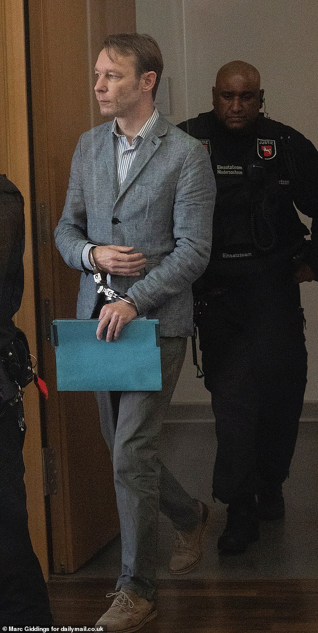 Christian Brueckner arrives at the court in Braunschweig, Germany, accused of sexual crimes