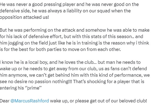 Man United fans slam Marcus Rashford for his lazy lack
