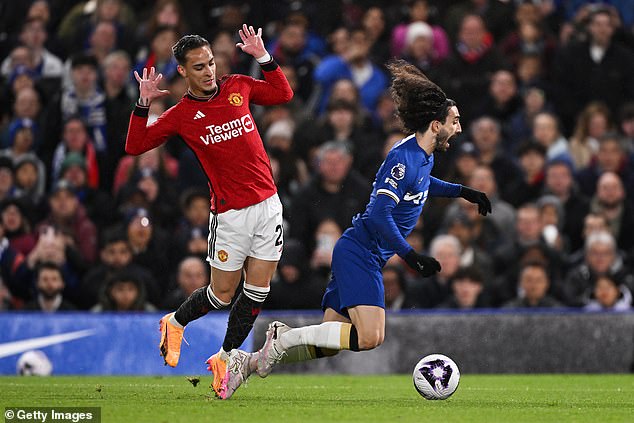 Antony brought down Marc Cucurella and gave Chelsea a penalty in the first half