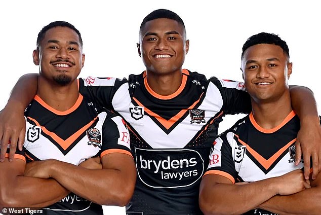 NRL siblings Sione, Samuela and Latu Fainu (pictured left to right) bought their parents their first family home.