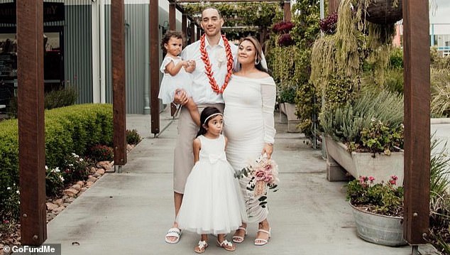 Margaret Tongiatama (right) was pregnant with her third child when this photograph was taken with her husband, Ed, and daughters Ayla-Sialei and Zana Mary.