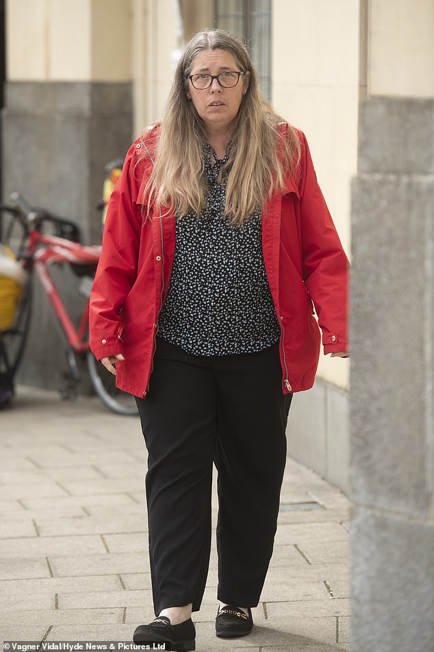 Fiona Bowden, pictured outside Oxford Crown Court, denies six counts of indecency with a child, four counts of sexual activity with a child and two counts of inciting a child to engage in sexual activity.