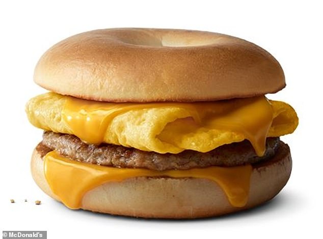 McDonald's is bringing back breakfast bagels in four varieties, including the sausage variant shown here.