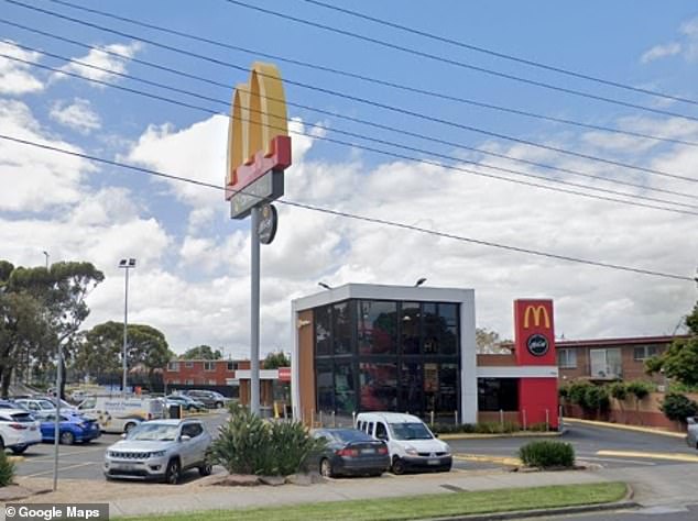 A man is fighting for his life in hospital after being found with stab wounds in the car park of McDonald's in St Albans, northwest of Melbourne (pictured).