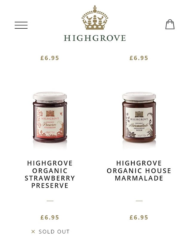 Stockpiles of King's Highgrove organic strawberries were shown to be temporarily out of stock on Wednesday.