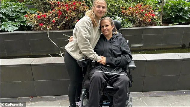 Lee Cattanach (pictured with her youngest daughter, Tegan) is paralyzed from the waist down