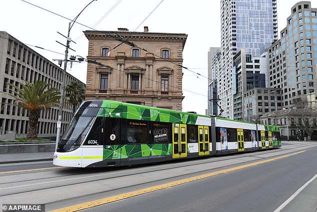 A pedestrian fights for his life after being hit by a tram in Melbourne (file image)