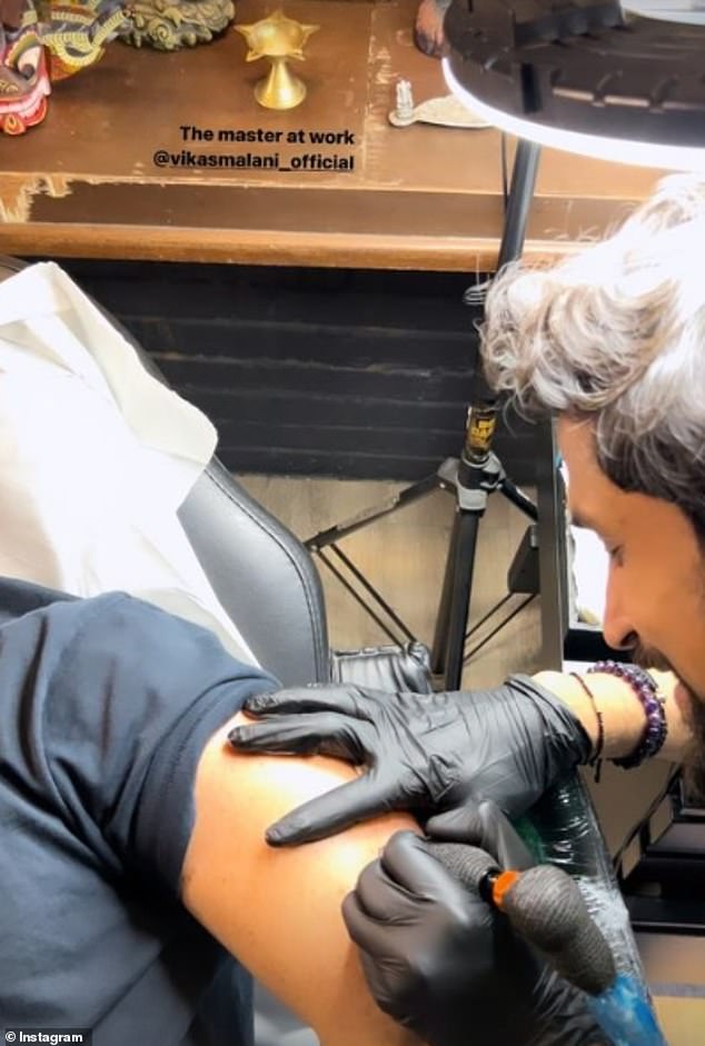 The cricketer, 43, took to Instagram to share images of himself getting tattooed at the Body Canvas Tattoo studio in Mumbai by artist Vikas Malani.