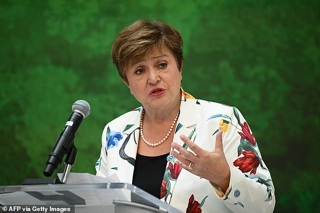 Challenges: Kristalina Georgieva (pictured) has been re-elected as managing director of the International Monetary Fund for another five-year term