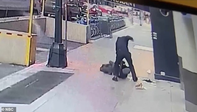 Surveillance footage of Israel beating a man who offered him his coat in freezing weather in January 2022.
