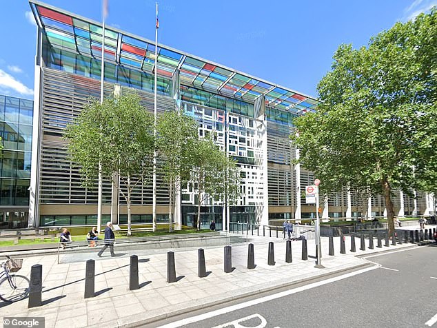 Only 47 per cent of desks were occupied at the Home Office headquarters (pictured), which is in Whitehall, central London.