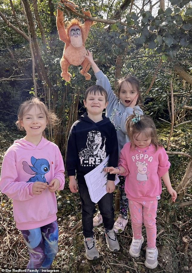 Sue Radford shared a glimpse of her family's Easter weekend as they enjoyed an egg hunt at a campsite