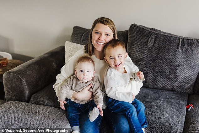 Mum-of-two Lauren (pictured with sons Jack and Ollie) swapped today's children's shows for shows from the '90s, including Bear in the Big Blue House.  She told FEMAIL that she noticed a change in her little one's behavior.